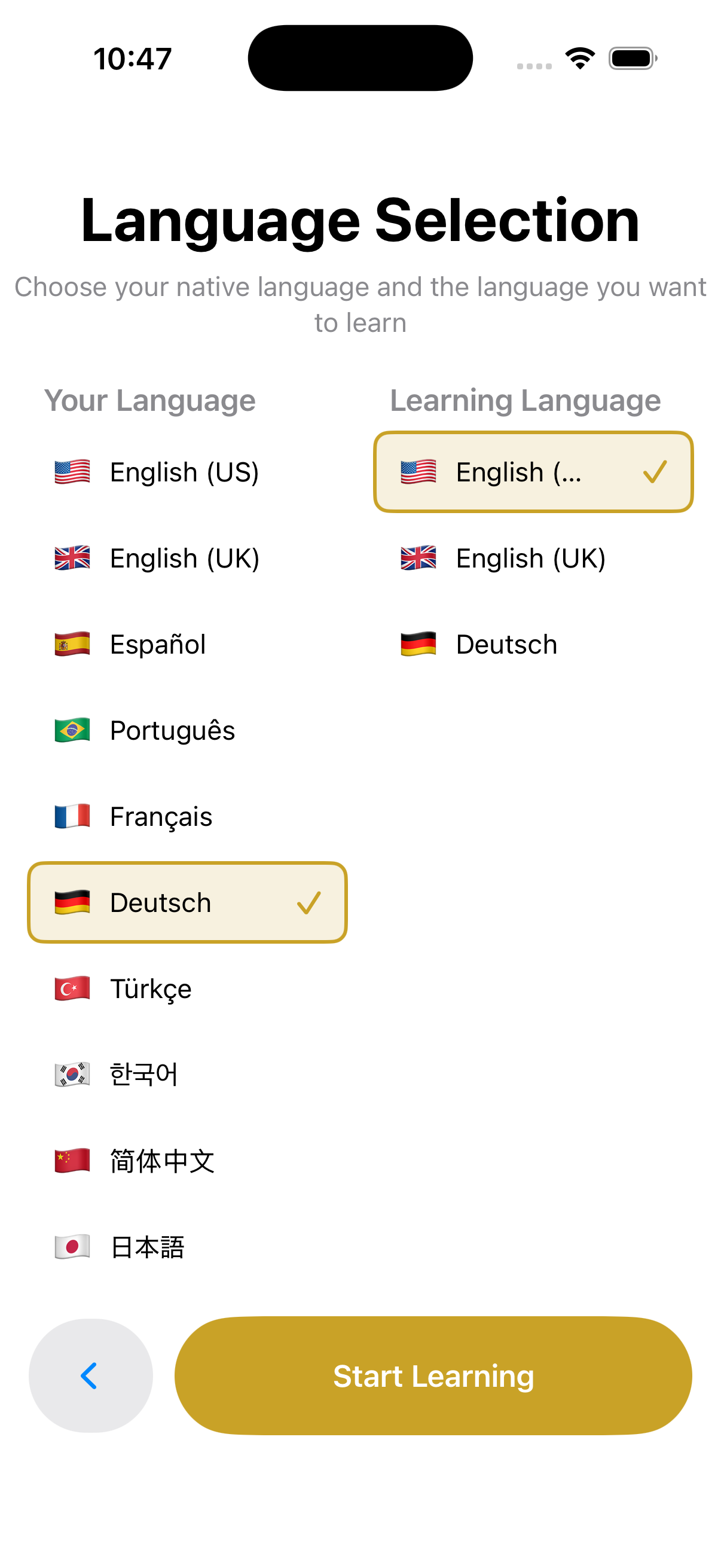 Learning Language Setting